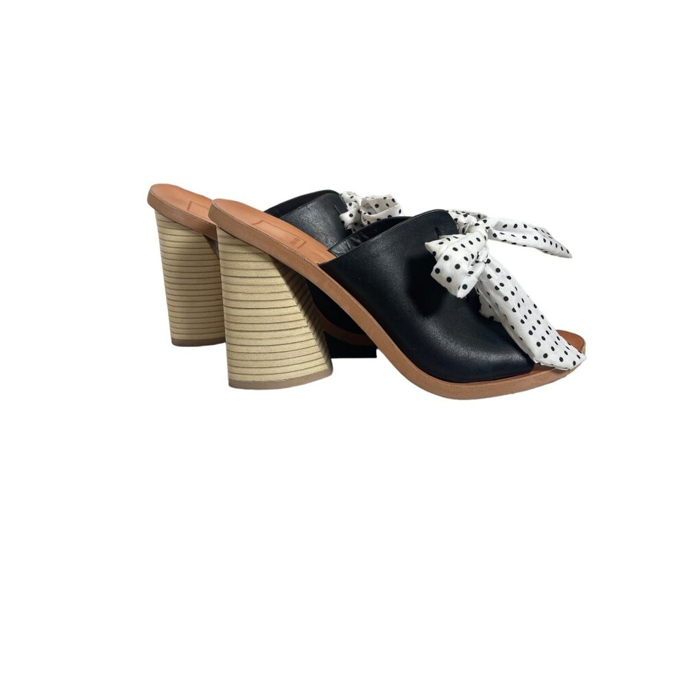 Dolce Vita Polk-a-Dot Amber Leather Open Toe Slip Mules Black White Size 8.5 - Picture 5 of 11